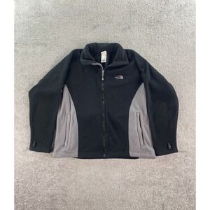 The North Face Jacket Womens Large Black Gray Pile Zip TKA 200 Outdoor Fleece